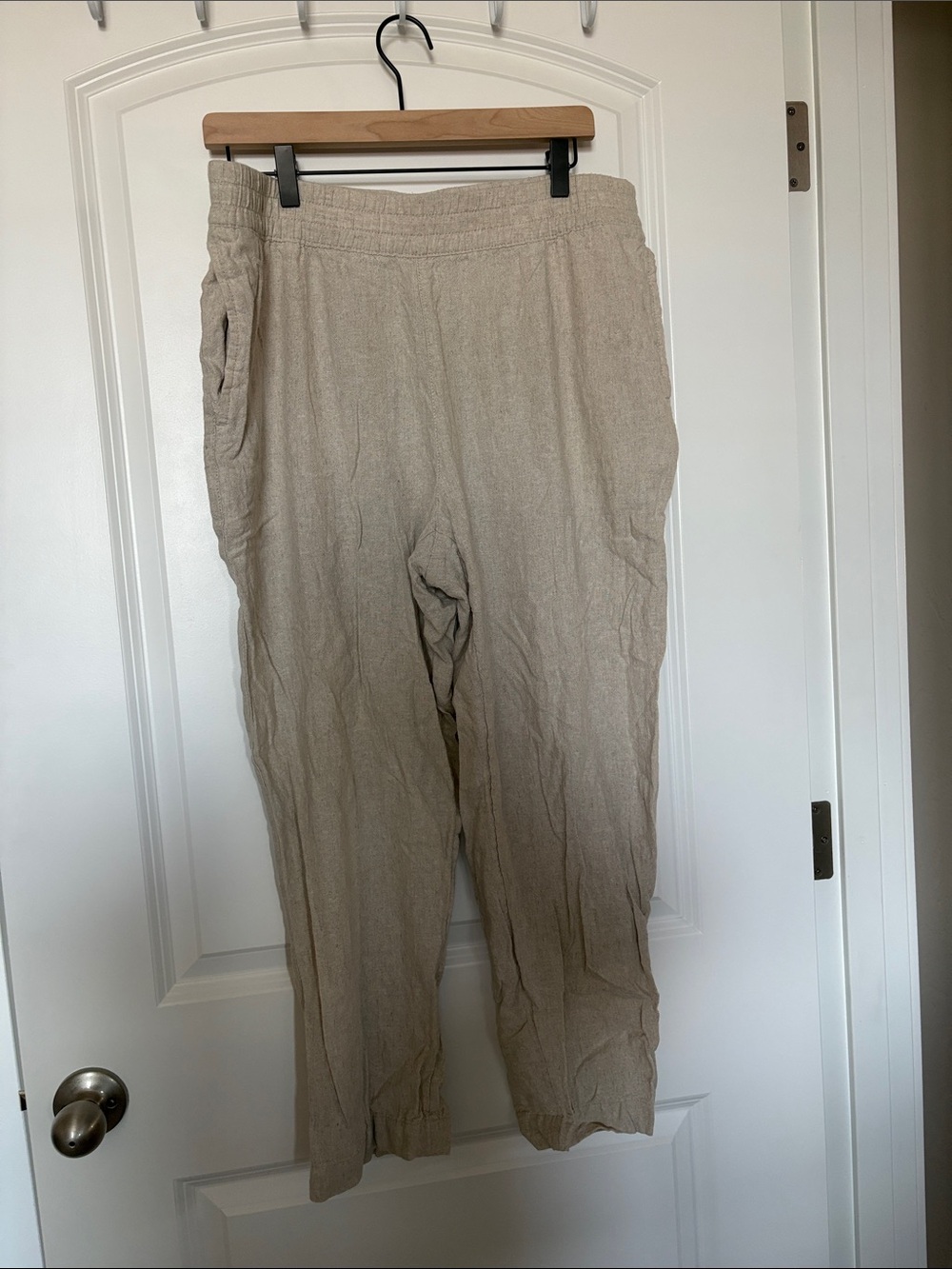 Old Navy High-Rise Straight Ankle Linen Blend Pants size Large oatmeal
